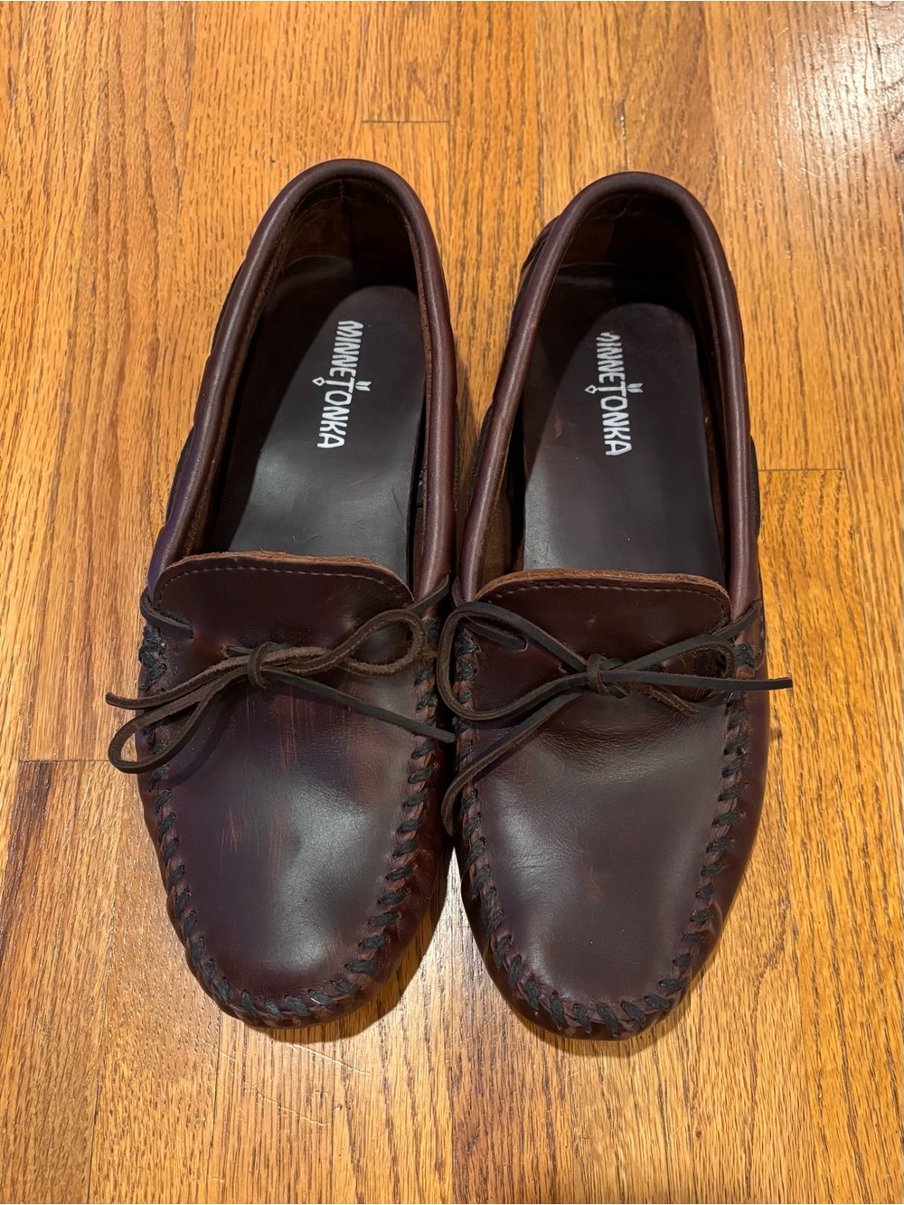 Minnetonka Leather Moccasin Loafers dark brown Mens 9.5